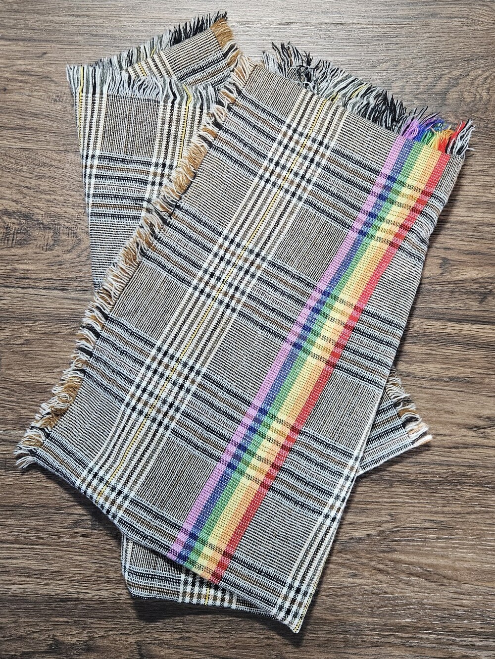 Plaid Rainbow Stripe Fringe Scarf Wrap Shawl 75 x 32